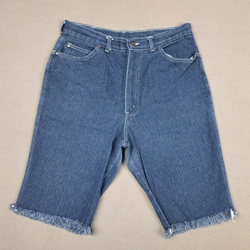 Vintage Chic By H.I.S. Shorts Womens *32 Blue Denim Jorts Mom Shorts Striped 80s
